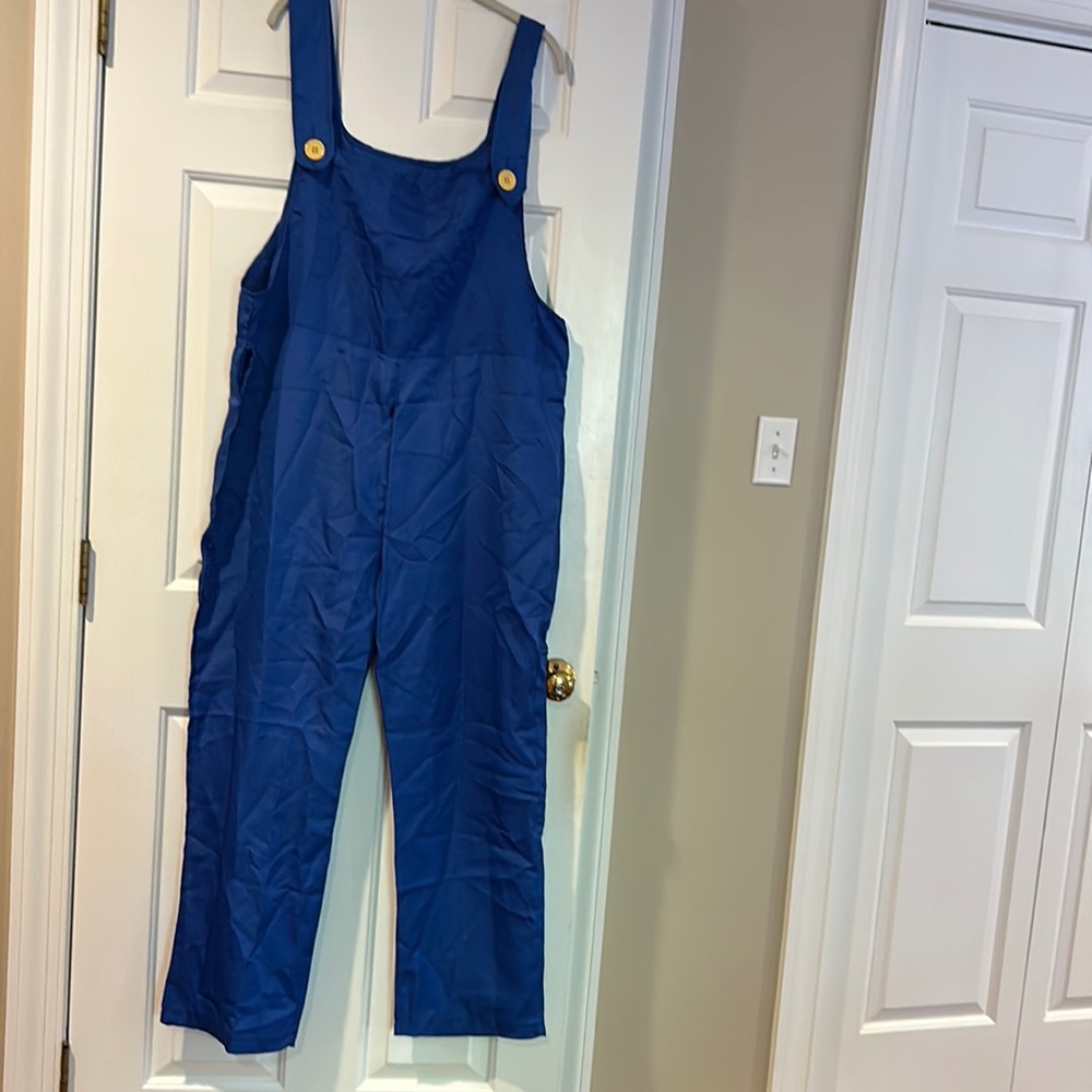 Super Mario Bros. Luigi Adult Halloween Party Costume- blue overalls only